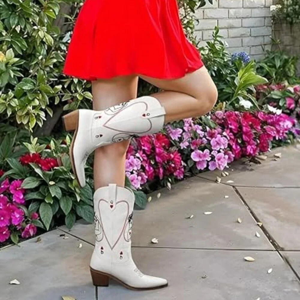 Women's Mid Calf Cowboy Boots - Picture 1 of 5